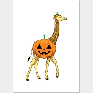 Giraffe Halloween Pumpkin Posters and Art
